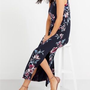 Reitmans Floral Maxi Dress - Navy and Pink